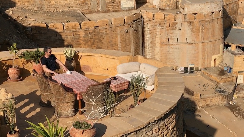 Hotel Killa Bhawan Jaisalmer Fort photo of Allan Blanchard relaxing on beautiful fortified tower terrace