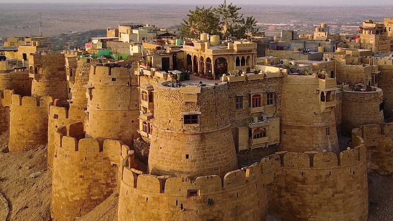 Hotel Garh Jaisal Jaisalmer Fort stunning drone photo of property and entire fort