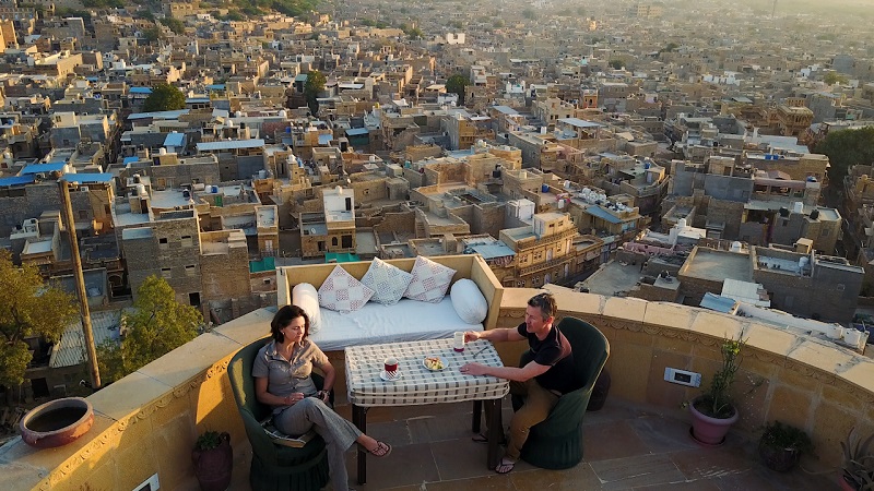 Hotel Garh Jaisal Jaisalmer Fort drone photo of roof top terrace