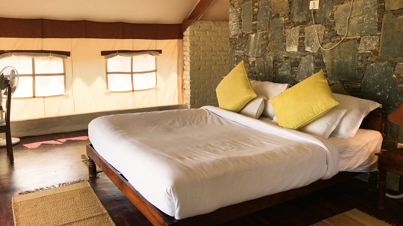 Godwad Leopard safari camp Bera Rajasthan photo of tent interior with wooden floor